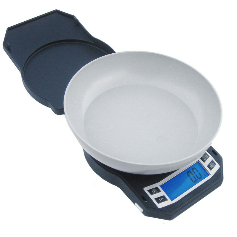 Compact Digital Kitchen Scale with Backlit LCD and Bowl