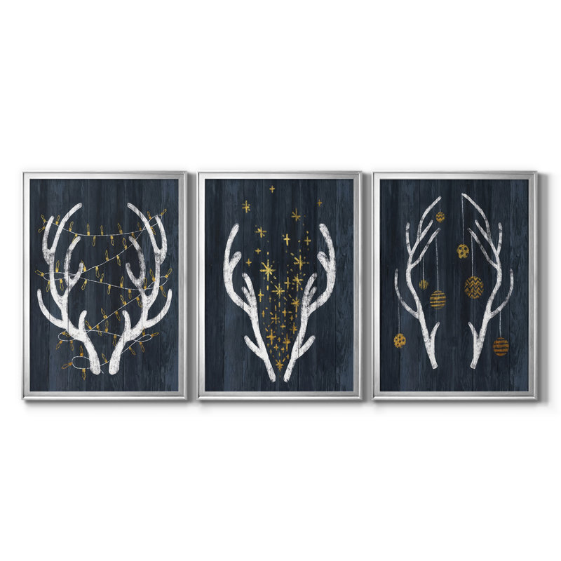 Bois et lumières - Toile tendue sur mesure avec châssis, 3 pièces, H 21 po x l 30 po, Argent argent