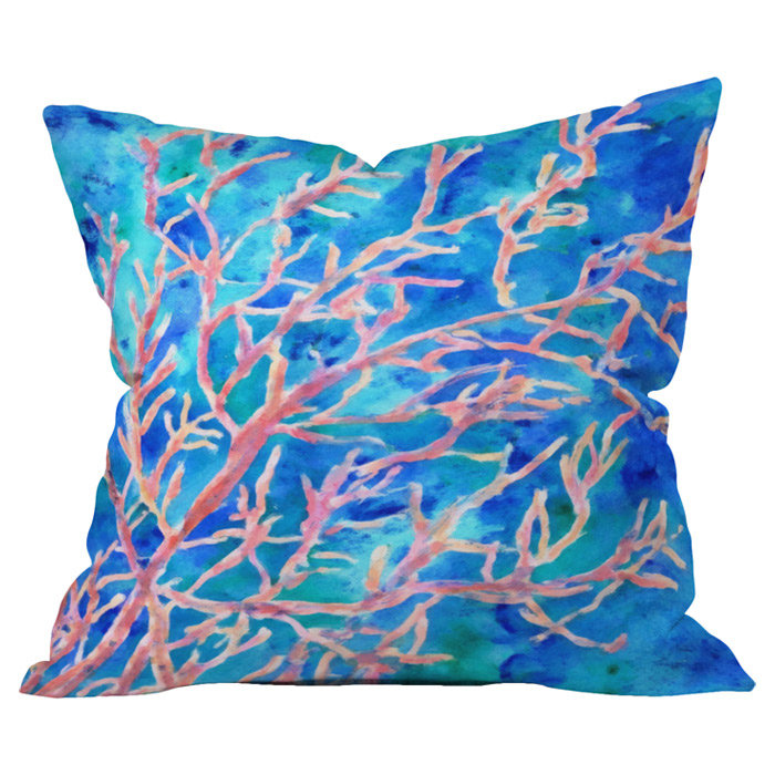 Coussin extérieur à ventilateur corail, 18 po x 18 po