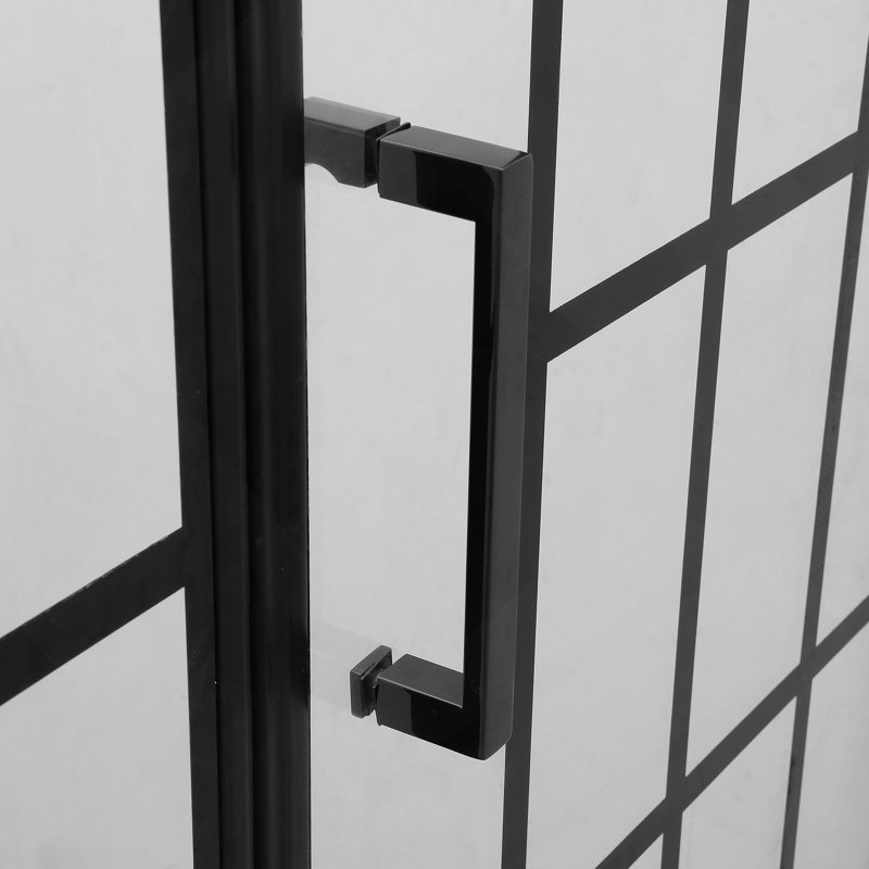 Shower Door 34" W x 72" H Pivot Frameless Shower Door with Pattern Glass, 2/5 in. (10mm), Open Entry Design in Matte Black