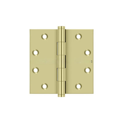 Deltana DSB453-UNL 4-1/2" x 4-1/2" Square Hinges in Unlacquered Brass Pair