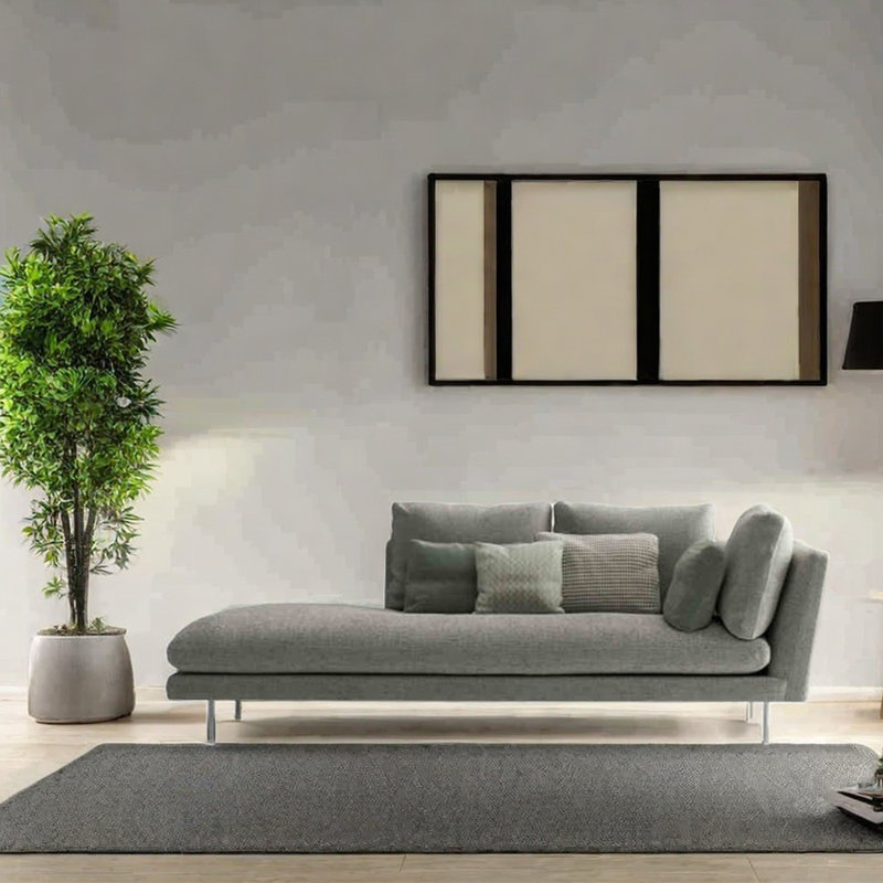 Chaise longue minimaliste au design élégant et confortable, Accoudoir à droite (vu de face)