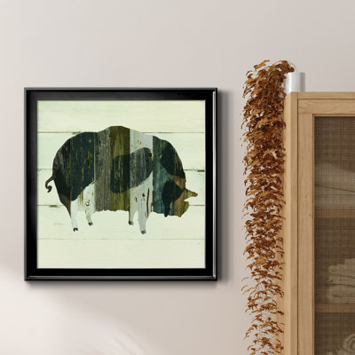 Woodgrain Pig - Peinture sur toile encadrée