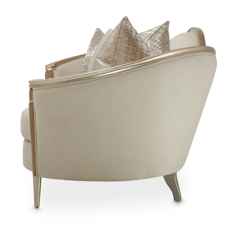 Villa Cherie 101" Wide Sofa - Pearl/Caramel, Pearl 100% Polyester