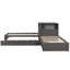 Lit plateforme simple en L avec lit gigogne, armoires de rangement, bureau et lumière DEL - Lit d'angle peu encombrant, gris-1820257812