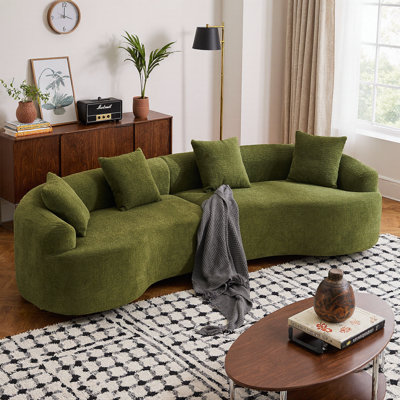 Canapé modulaire incurvé de 110 po à compression sans os - canapé modulaire en chenille, mousse haute densité - canapé-lit convertible pour salon, chambre à coucher, appartement, salon - aucun assemblage requis, adapté aux enfants et aux animaux de compagnie