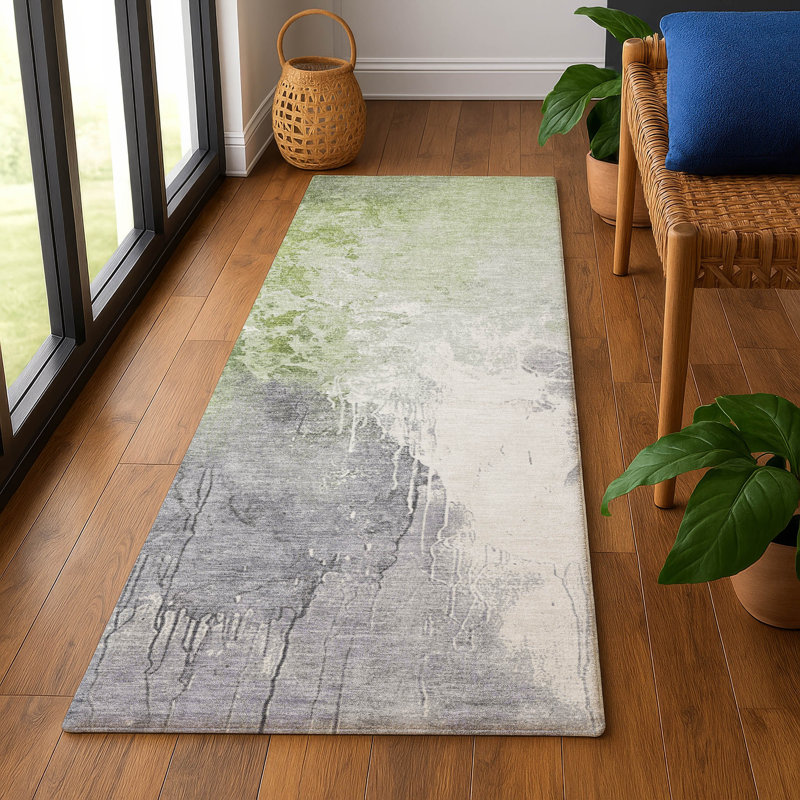 Premium Machine Washable Mayfield AMF1842 Abstract Rug, Runner 2'3" x 7'6"