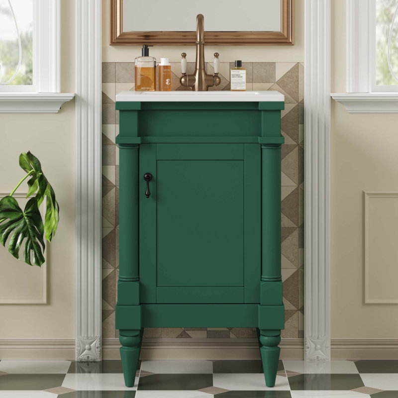 18-Inch Modern Bathroom Vanity With Sink, Green