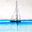 Voilier sur l'eau calme - voyage et cartes, reproduction encadrée
