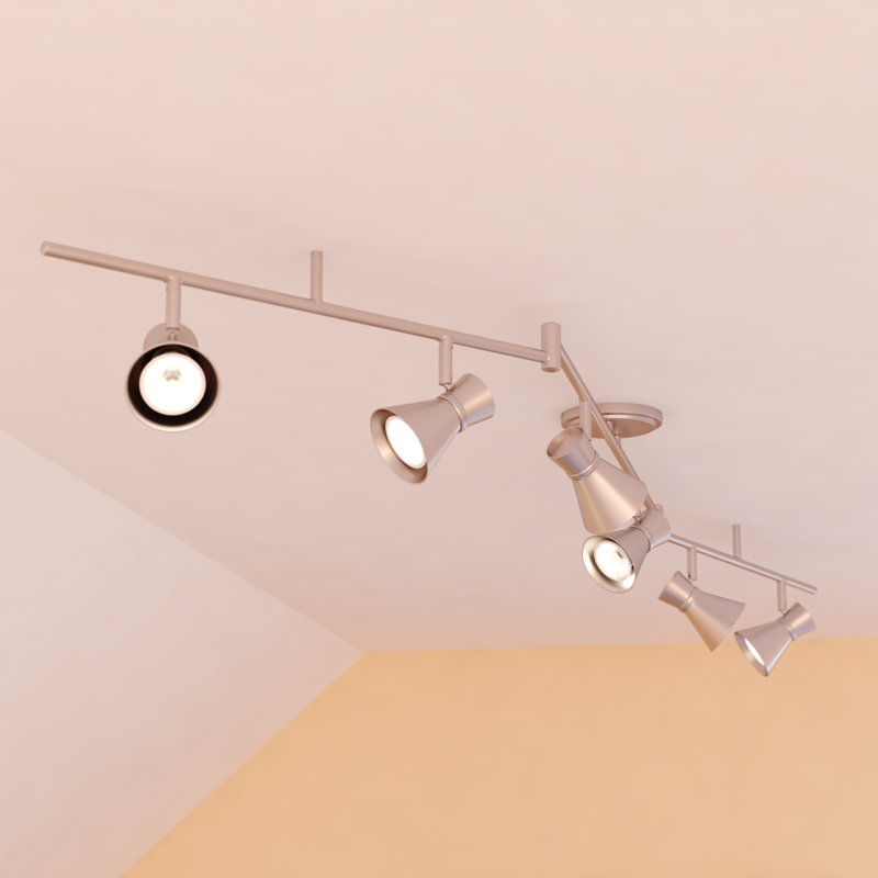 Ensemble de rail d'éclairage 6 lumières Aleezay, Nickel brossé / chrome