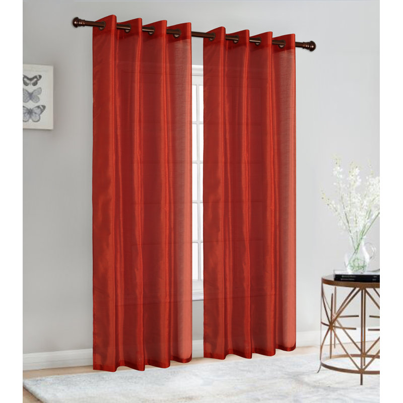 Diredra Polyester Semi-Sheer Curtains, Rust