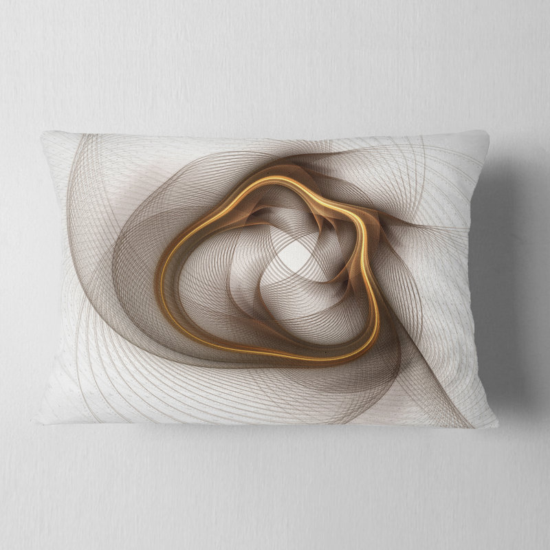 Coussin décoratif floral brun à motif fractal abstrait