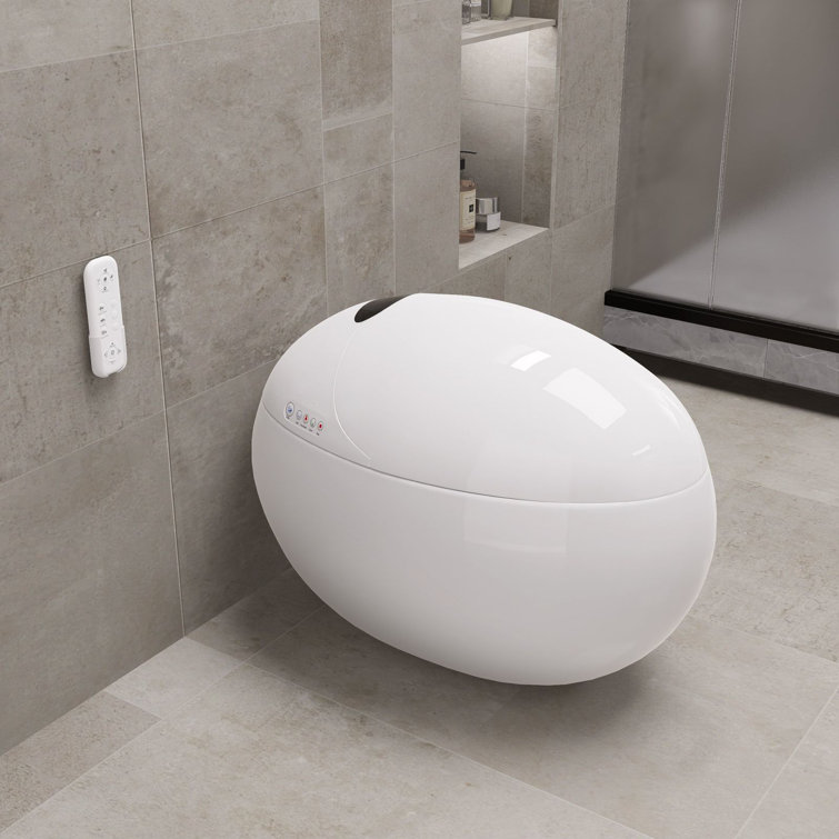 Egg-Shaped Smart Bidet Toilet With Multi-Function Wand 1.28Gpf