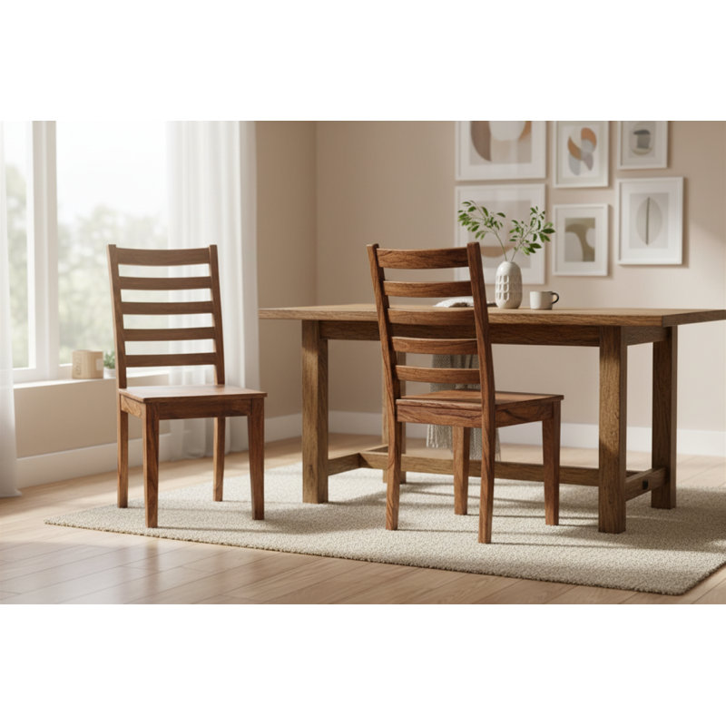 Chaise d'appoint cloutée en bois massif clermont, Marron foncé