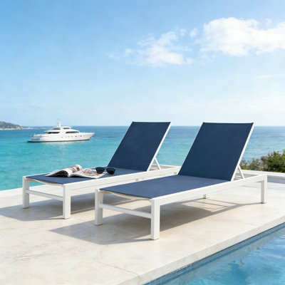 76.8" Long Aluminum Reclining Chaise Lounge Set by Latitude Run