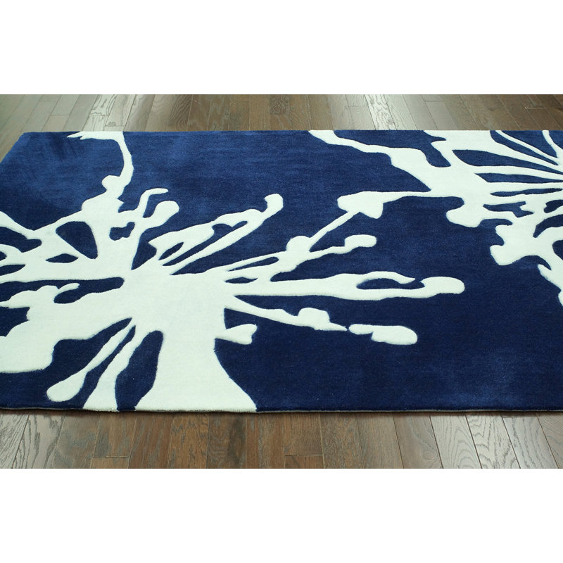 Tapis bleu marine touffeté à la main Joni, 7 pi 6 po x 9 pi 6 po