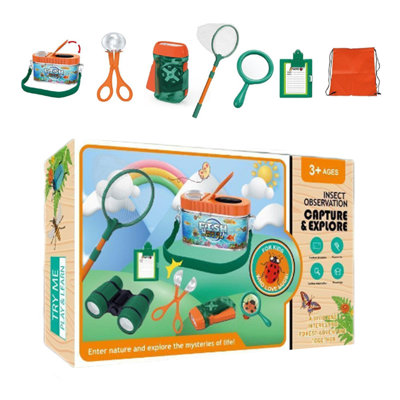Kids Outdoor Explorer Kit Insect Catcher Observing Toy Kit Portable Science Education Toys Set Insect Collector Toy for Kids Aged 4-6 Years Old