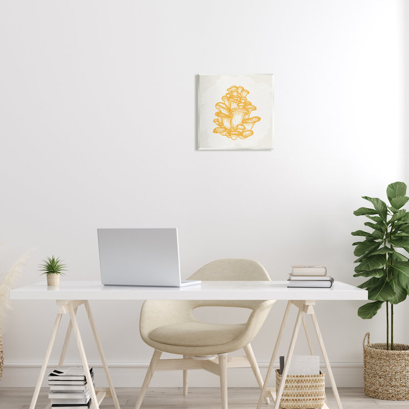 Yellow Mushroom Graphic Art on MDF Wood Wall Plaque
