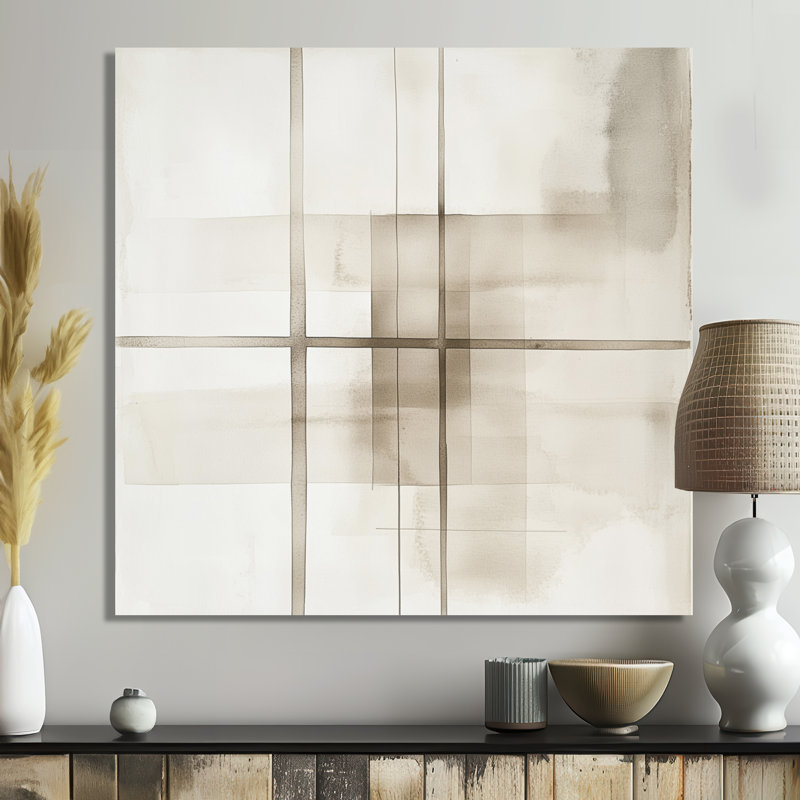 Neutral Grid Balance - Abstract Minimalisme, impression murale sur métal, L 16 po x H 16 po