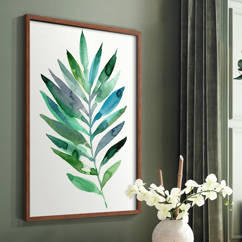 Palm Frond Flow III Framed Print - Solid Wood, 10" H x 8" W, Brown
