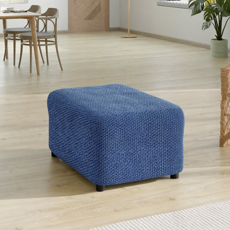 Housse extensible pour repose-pieds - Douce au toucher et facile à nettoyer - Collection Velvet, Bleu
