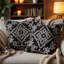 Ensemble de housses de coussin en lin noir avec broderie beige - Décoration de Noël 18 x 18 pour canapé
