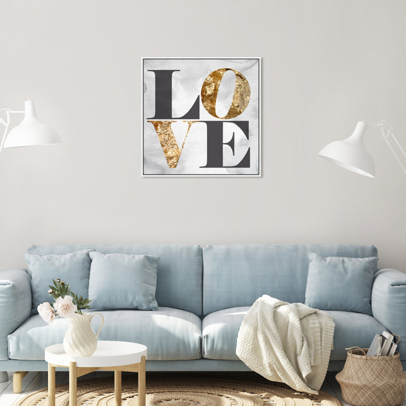 «Build on Love Stone», impression sur toile, H 24 po x l 24 po, Cadre blanc