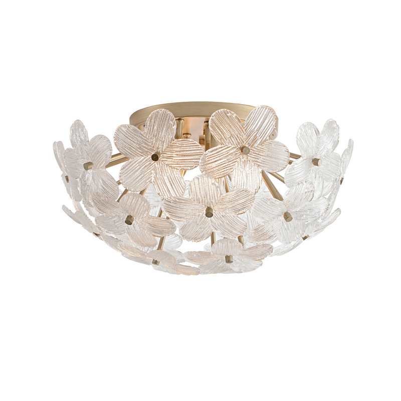 Plafonnier encastré 5 lumières en verre transparent champagne brossé 20 po Frieda Modern