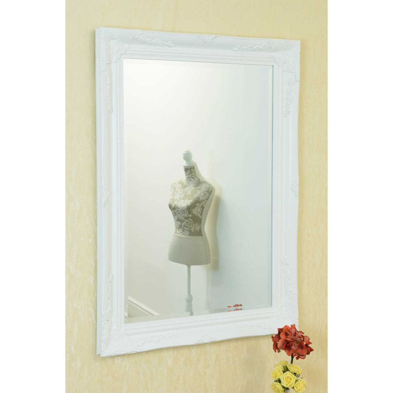Alexandre Wood Flat Wall Mirror, 110cm H x 79cm W, White