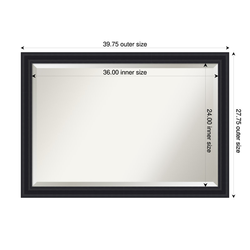 Dalat Beveled Framed Wall Mirror, 27.75" x 39.75", Black