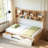 Andriena Full-size multifunctional bed with four storage drawers and  bookshelf, suitable for one person, in natural color