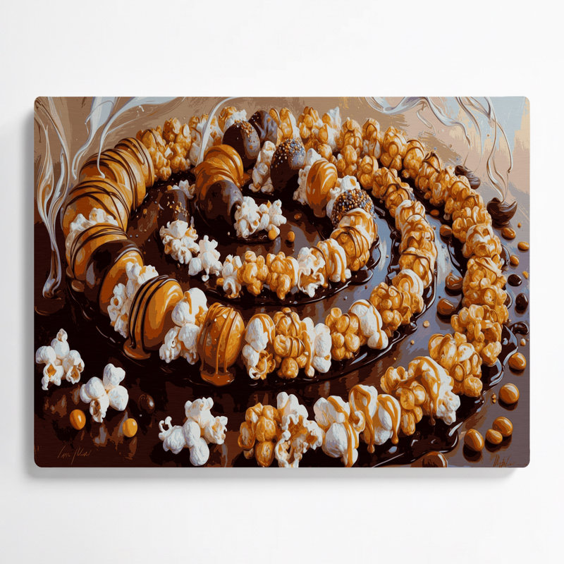 Art mural en métal brun Desserts Popcorn, H 16 po x l 20 po
