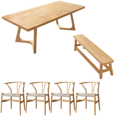 Nordic style simple solid wood dining table set