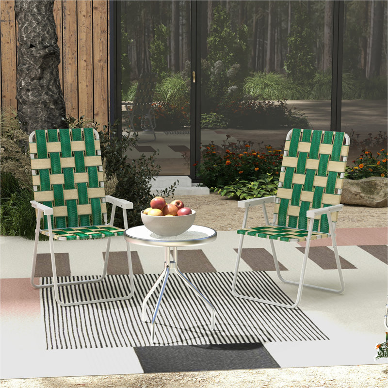 Ensemble de 2 chaises pliantes pour le patio, chaises de camping d'extérieur classiques et chaises de jardin portatives pour le camping, le jardin, la piscine, la plage et les accoudoirs Outsunny