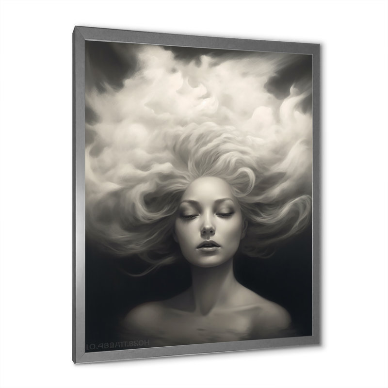 Rêves de cheveux sauvages - Monochromes d'art mural, H 20 po x l 12 po x P 1 po, Cadre simple argenté