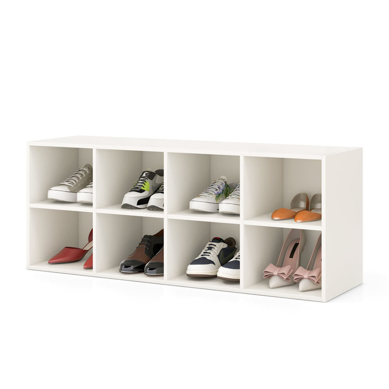 8 Pair Shoe Storage Bench, White