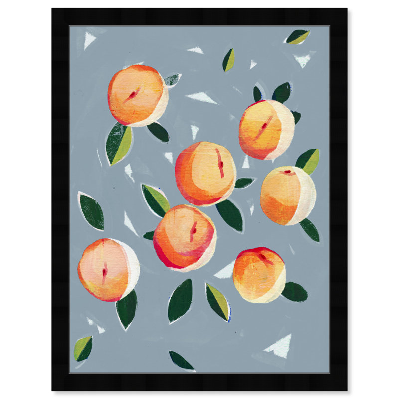«Dusty Blue Peaches» par Oliver Gal - impression encadrée, Cadre noir, H 17 po x l 12 po