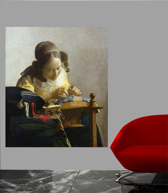 «The Lacemaker» par Johannes Vermeer, affiche brillante, H 36 po x l 30,5 po po
