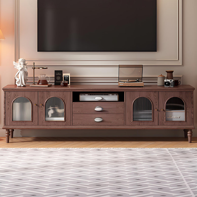 Meuble télé de style américain, H 22,8 po x L 78,7 po x l 15,7 po, Bois brun
