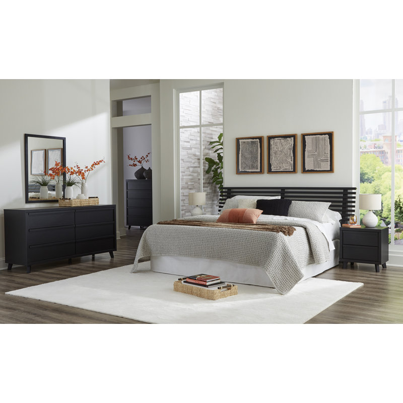 Modern Black 6-Drawer Dresser with Matte Finish