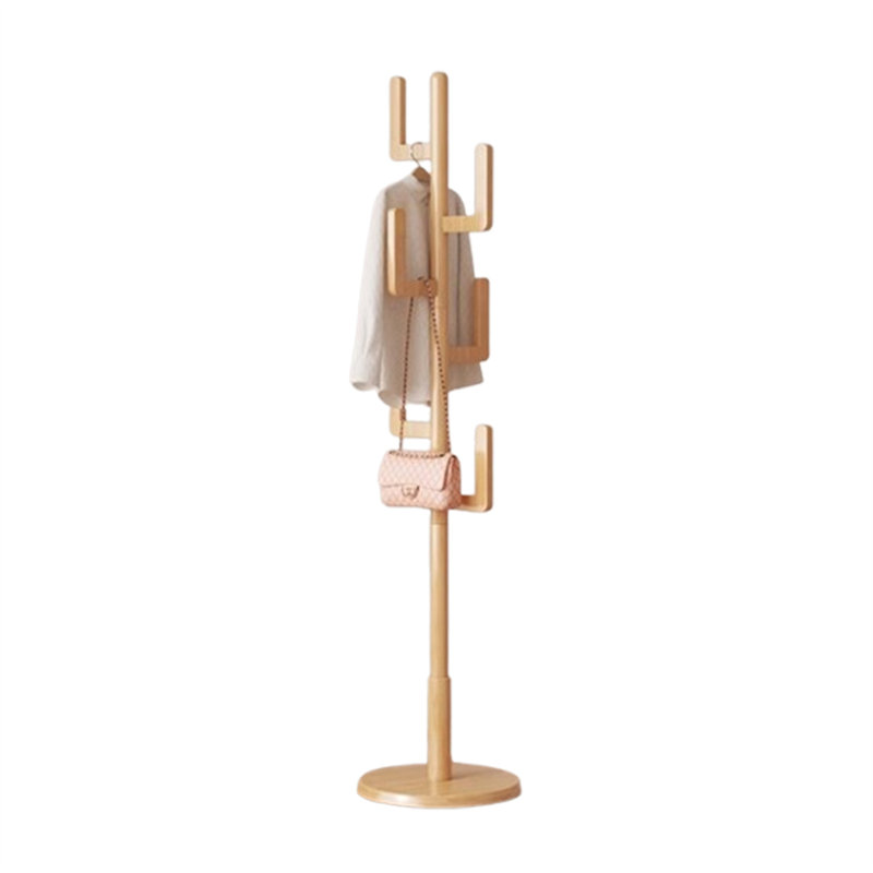 Rotatable Solid Wood Clothes And Hat Stand, Yellow