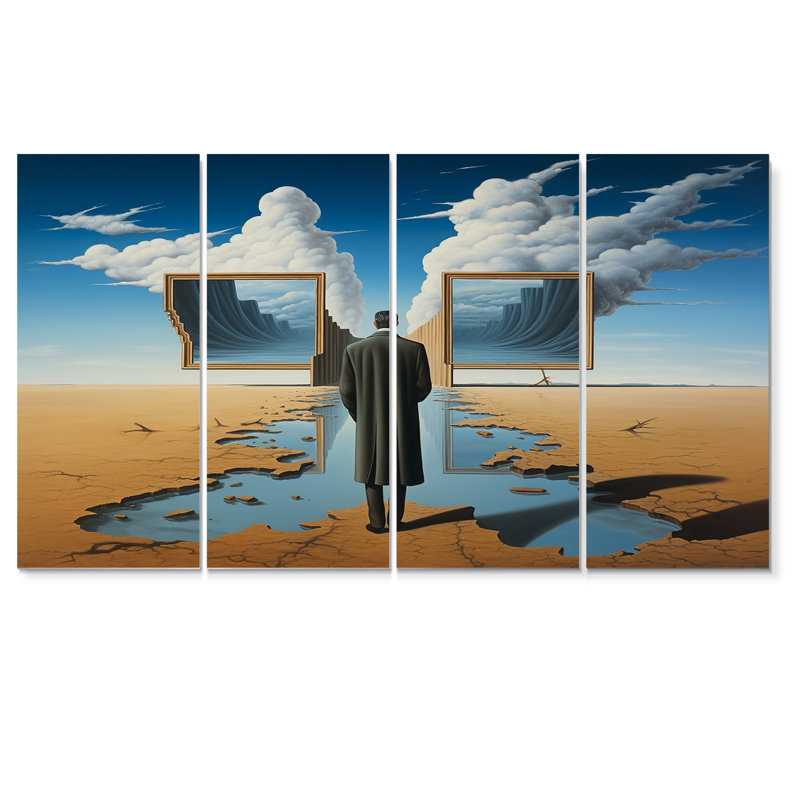 Vernita - surréalisme, art mural 4 pièces, H 28 po x l 48 po