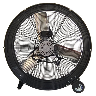 30 po Ventilateur tambour haute vitesse, 2 vitesses, fabrication en métal robuste, moteur de câblage en cuivre pur, flux d'air puissant, pales en aluminium, finition poudre noire, pour entrepôt, atelier, usine et garage