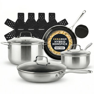 Ceramax Hybrid Copper 12 Piece Stainless Steel Ceramic Nonstick Cookware Set