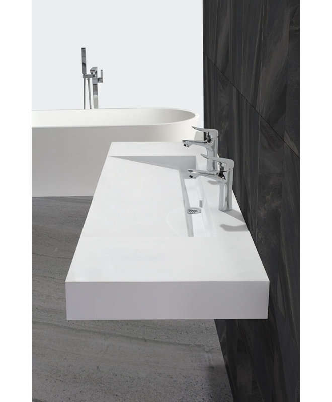 ADM Bathroom 18.9'' Resin Square Bathroom Sink, Matte/White