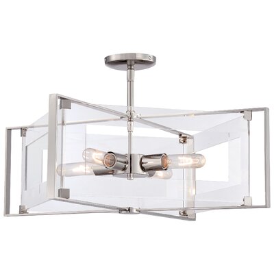 4 - Light Lantern Rectangle Chandelier -  George Kovacs, P1403-613