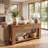 63-inch Long Farmhouse Solid Wood Entryway Sofa Table With 2 Drawers And Open Slatted Shelf