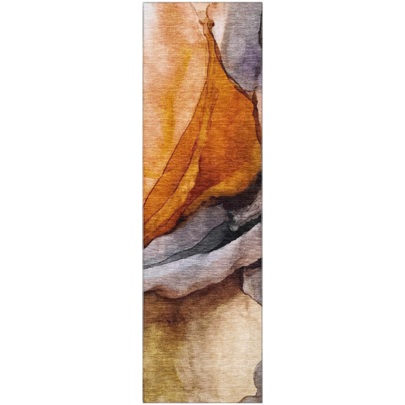 Premium Machine Washable Lonon AMF1937 Abstract Rug, Runner 2'3" x 7'6"