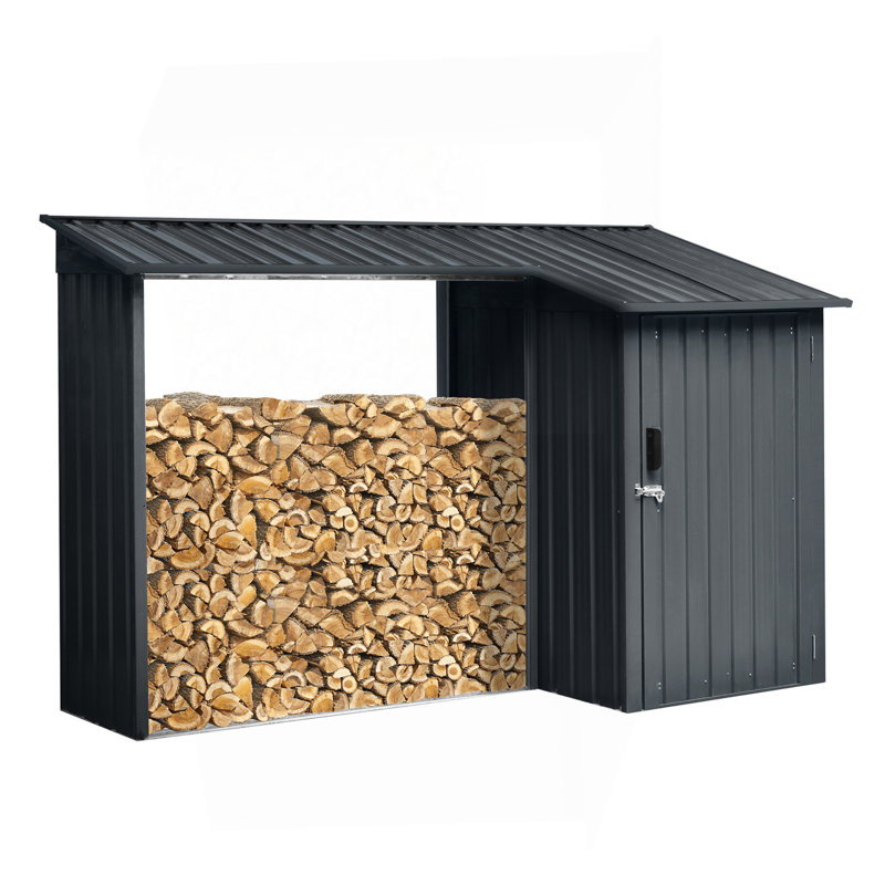 Support extérieur en acier pour le bois de chauffage et remise en métal