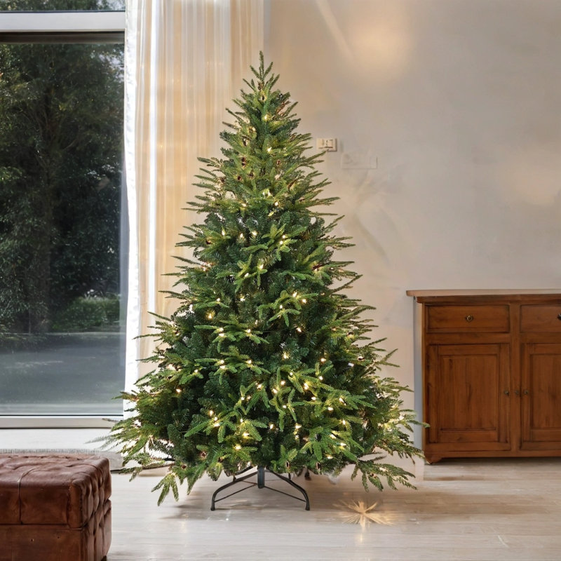 Arbre de Noël artificiel illuminé 5 pi avec 300 lumières incandescentes blanc chaud et 1419 branches à charnières en pin, 5'